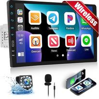 CAMECHO automobilinis radijas 1 DIN su belaidžiu "Carplay" "Android" automobiliu 9 colių ekranas "Bluetooth" radijo jutiklinis ekranas su atbulinės eigos kamera "Mirror Link" FM SWC 2USB vairo valdymas