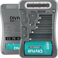 Dlyfull LCD universalus AA AAA C D 9V baterijų testeris Skaitmeninis CR123A CR2 CRV3 2CR5 CRP2 baterijų testeris, skirtas 1,5 V ir 3 V mygtukiniams elementams, pilkos spalvos
