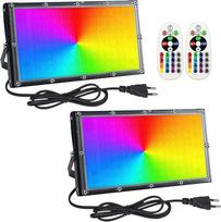 Eleganted RGB lauko prožektorius, 2 dalys, 100 W spalvotas prožektorius su nuotolinio valdymo pulteliu, LED prožektorius, IP65 vandeniui atsparus prožektorius balkonams, sodams, nuotaikos žibintams