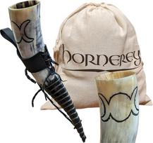 Geriamasis ragas Raganos ragas, 400 ml vikingų geriamojo rago rinkinys su stovu ir diržo laikikliu, Methorn, LARP, ragas