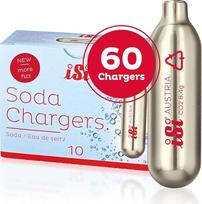 iSi - CO2 kapsulės 8,4 g (6 x 10 pakuočių) - Sodos kapsulės, tinkančios "Sodamaker Classic", "Twist'n Sparkle" ir sodos sifonui - CO2 kasetės gardiems sodos mišiniams ir kokteiliams - Pagaminta Austrijoje