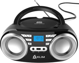 KLIM B3 Nešiojamasis CD grotuvas "Bluetooth Boombox" su FM radiju, "Bluetooth", USB ir AUX - aukštos kokybės dvigubi garsiakalbiai, EQ garso efektai, 20 iš anksto nustatytų siųstuvų, kompaktiškas ir lengvas, nešiojamasis CD grotuvas
