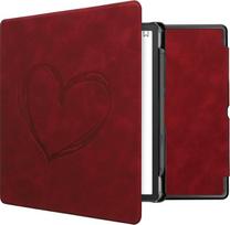 kwmobile dėklas, suderinamas su "Amazon Kindle Scribe" dėklu - dirbtinės odos dangtelis - Heart Brush Dark Red