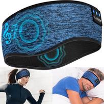 Miego ausinės "Bluetooth 5.4", miego apyrankė, galvos juosta, miego kaukė, sporto ausinės, muzikinė miego apyrankė sporto treniruotėms, bėgimui, jogai, kelionėms (mėlyna)
