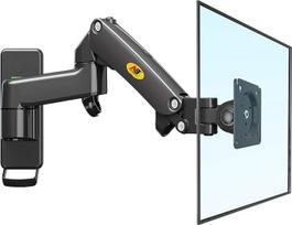 NB North Bayou F150 17"-27" ekrano sieninis laikiklis su laisvai reguliuojama dujine spyruokle Televizoriaus sieninis laikiklis TV laikiklis Pasukamas pakreipiamas universalus LCD sieninis laikiklis 2-7 kg VESA 75 100 (juodas)