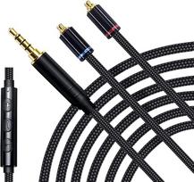 OKCSC MMCX laidų ausinių atnaujinimo kabelis, pasidabruotas HD3M "HiFi" prailginimo kabelis su 3,5 mm kištuku, skirtas "Shure SE215 SE315 SE535" (su mikrofonu)