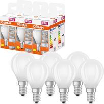 OSRAM LED "Star Globe Classic" mini rutulinė LED lemputė 5,5W / 806lm 4000K, skirta šaltai baltai šviesai CRI 80, matinis bešvinis stiklas E14 pagrindas IP20 EEK D 45mm DM pakuotė 6 vnt.