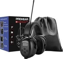 PROHEAR 033 Ausų apsaugai su radiju, SNR31dB - ausų gaubtai su "Bluetooth" FM/AM, integruotu mikrofonu ir triukšmo slopinimu, skirti triukšmingai laisvalaikio veiklai - juodi