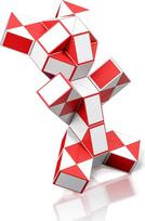 ROXENDA Magic Snake with 72 Blocks, Magic Snake Cube Twist Puzzle - 3D Fidget Puzzle Games Party Bag Children's Birthday Party for Children Adults - 1 Pack (Red)
