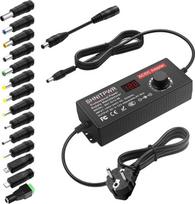 SHNITPWR Universalus maitinimo šaltinis 3,5-12V 8A 96W Reguliuojamas nuolatinės srovės 3,5V 4,5V 5V 6V 7V 8V 9V 10V 12V maitinimo adapteris su 14 antgalių ir poliariškumo kabeliu, skirtas buitinės elektronikos LED juostelėms