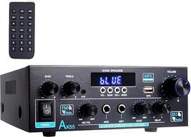 Stereo stiprintuvas - WOOPKER AK55 HiFi stiprintuvas Stereo imtuvas 600 W, 2.0 kanalų "Bluetooth" stiprintuvas su FM radiju, OPT/AUX/RCA/USB, 2 mikrofono įėjimai garsiakalbiams