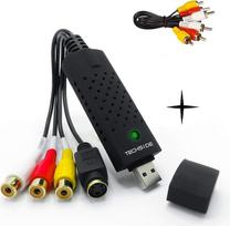 TechSide Video Grabber Auksiniai kontaktai + RCA kabelis Analoginis skaitmeninis "Windows 11" + nauja programinė įranga 2024 USB 2.0 konverteris VHS Capture Senų vaizdo juostų konvertavimas į skaitmeninį MPEG formatą