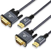 Thsucords HDMI-VGA kabelis 1,5 m, 2 vnt., paauksuotas, pintas HDMI-VGA adapterio kabelis (vyriškos ir vyriškos lyties), skirtas kompiuteriui, staliniam kompiuteriui, nešiojamajam kompiuteriui, asmeniniam kompiuteriui, monitoriui, projektoriui