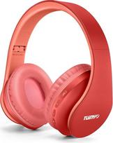 TUINYO belaidės ausinės per ausis "Bluetooth" ausinės su mikrofonu, sulankstomos stereofoninės ausinės (raudonos spalvos)
