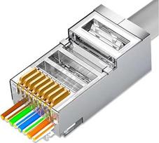 VIVOCH 50 vnt. "Cat6 RJ45 Pass Through" jungčių, "Cat6 RJ45 Pass Through" kištukai, "Cat6 Metal Shielded RJ45 Ends FTP 8P8C Modulinė tinklo kištukinė jungtis
