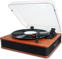 VOSTERIO patefonas, "Bluetooth" plokštelių grotuvas su integruotu HiFi stereofoniniu garsiakalbiu, senovinis 3 greičių vinilas MP3/FM radijas/USB/TF/Aux-In/RCA/LED ekranas