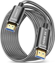 XGMATT 8K HDMI šviesolaidžio kabelis 15 m, 48Gbps itin didelės spartos plieninis šarvas Optinis HDMI 2.1 kabelis 8K @ 60Hz 4K @ 120Hz Dinaminis HDR eARC HDCP 2.2 ir 2.3, skirtas HDTV / projektoriui / namų kinui / televizoriaus dėžutei / žaidimams