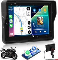 [2024] CAMECHO Dashcam Carplay motociklo navigacijos ekranas Moto, 5 colių HD jutiklinis ekranas, atsparus vandeniui, motociklų navigacijos prietaisai su belaidžiu Carplay Android automobilis Bluetooth GPS FM EQ garsas