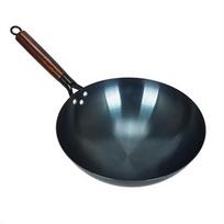 Wok keptuvė maišymui iš ketaus, tradicinė kiniška, apvaliu dugnu, nepadengta, su viena rankena, nelipnus wokas namams 34cm