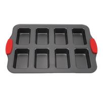 8 Cavity Mini Loaf Pan Carbon Steel Non Stick Rectangular Mini Bread Baking Pan with Silicone L