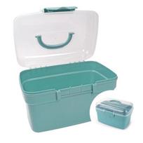 Dėžutė su rankena 20x15x10.5cm - skaidri - plastikinė - organizatorius
