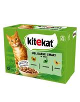 KITEKAT Delikatesiniai skoniai padaže 12x85g drėgnas kačių ėdalas su kalakutiena, triušiena, paukštiena