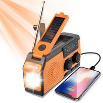Avarinis saulės energijos radijo rankinis alkūninis radijo dinamo generatorius 5000 mAh telefono įkroviklis, banko žibintuvėlis