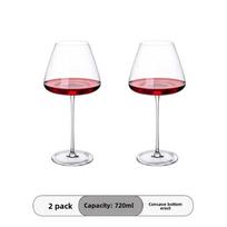 720 ml Lengvas prabangus modernus minimalistinis skaidraus stiklo burgundiško raudono vyno taurė, aukštos klasės grioveliais dekoruota vyno taurė ant aukštos kojelės, skirta naudoti namuose 720ml