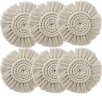 Handmade Macrame Coasters,Cotton Braid Cup Cushion Bohemia Style Non-slip Cup Mat Linen Mats Insulation Coffee Pad Placemat 18cm&Round