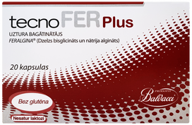 TECNOFER   PLUS, be glitimo ir laktozės kapsulės, 20 vnt.