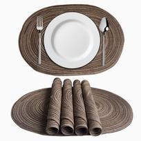 Ovalios pintos padėkliukai Didelio dydžio plaunami padėkliukai virtuvės valgomojo stalui Kalėdų Helovino austi neslystantys kilimėliai 1pcs 50x35cm&Oval kava