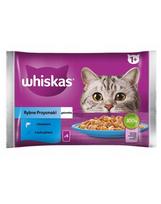 WHISKAS Žuvies delikatesai su lašiša ir tunu drebučiuose 4x85g
