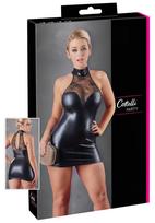 Cottelli - mini suknelė su nėriniais ir blizgiu kaklo dirželiu - juoda - XL