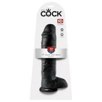 King Cock 11 - dildo su kapšeliu ir siurbtuku - juodas 28 cm