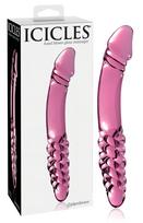 Icicles No. 57 - stiklinis dvigubas dildo su peniu - rožinis