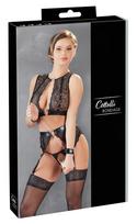 Cottelli Bondage - erotinis nėriniuotas apatinis komplektas 4 dalių - M