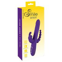 SMILE Triple - akumuliatorinis, trigubo strypo, sukamasis-stūmoklinis vibratorius (violetinis)