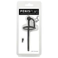 Penisplug - silikono dilatorius su galvutės žiedu - 0,6 mm - juodas