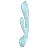 Satisfyer Triple Oh - vibratorius su klitorio atšaka - įkraunamas - mėlynas