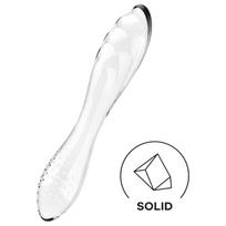 Satisfyer Dazzling Crystal 1 - dvigubas stiklinis dildo - skaidrus