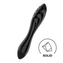 Satisfyer Dazzling Crystal 1 - dvigalis stiklinis dildo - juodas