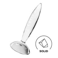 Satisfyer Sparkling Crystal - stiklinis dildo su iškilumais - skaidrus
