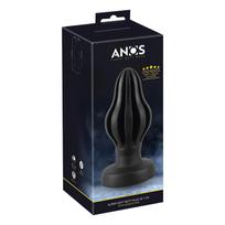 ANOS - gofruotas minkštas analinis kaištis - 7 cm (juodas)