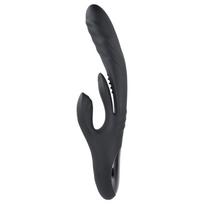 Playboy Rapid Rabbit - triušio tipo vibratorius moterims - juodas, įkraunamas
