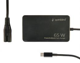 Cablexpert NPA-AC-PDQC65-01 65 W PowerDelivery GaN USB Type-C fast charger, black | Cablexpert
