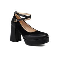 Q/Women's High Heel Single Shoes Spring/Summer New Waterproof Platform Thick Heel Large Shallow Mouth Low Top Shoes 42 ruda