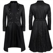 Vyriška mada Steampunk užsegama švarkas Vintažinis švarkas Gotikinis frakas Frakas XXXXXL juoda