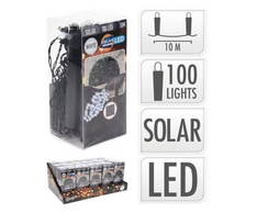 Lauko girlianda, įkraunama saulės energija, 100 LED, šaltai baltos sp., 10+2 m