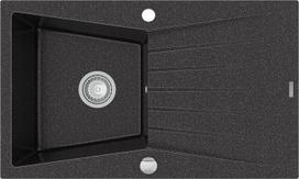 Granitinė virtuvinė plautuvė Mexen Cesar su sifonu, Black granite