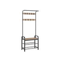 Sendinta prieškambario kabykla | 9 kabliukai | 33,7 x 72 x 183 cm | Juoda, Ruda